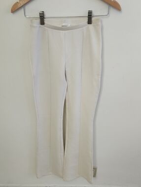 Women's Cream Flared Seam-Front Pants